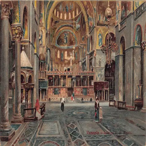 A663 Italien Venezia Venedig Interieur S Marco Kirche Vintage Postkarte