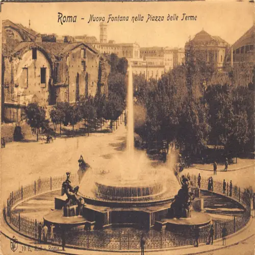 A663 Italien Rom Roma Nuova Fontana nella Piazza delle Terme Brunnen Postkarte