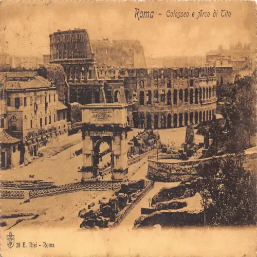 A663 Italien 1917 Rom Roma Kolosseum und Tito Bogen Vintage Postkarte