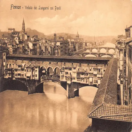 A663 Italien Firenze Florenz Veduta dei Lungarni coi Ponti Brücke Postkarte