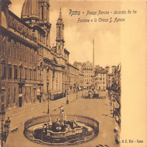 A663 Italien Rom Roma Piazza Navona Fontana e Chiesa S Agnese Postkarte