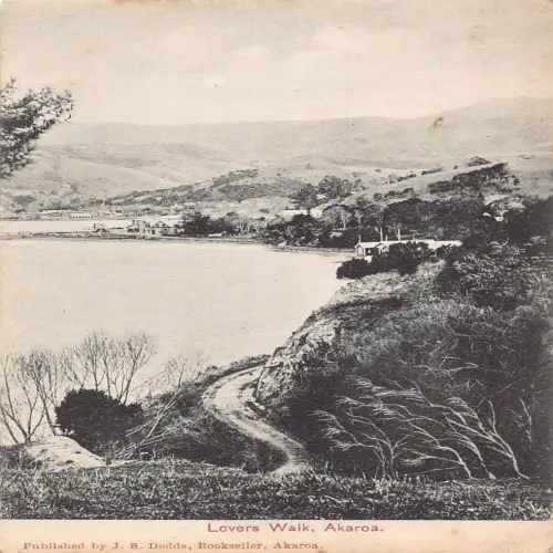A664 New Zealand Lovers Walk Akaroa Vintage Postkarte