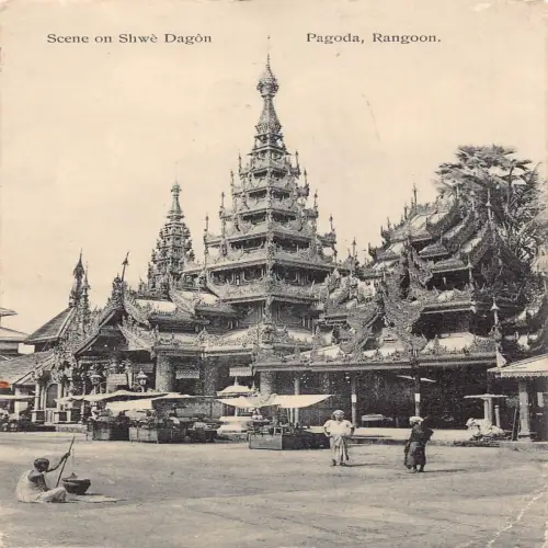 A664 Myanmar Burma 1913 Shwe Dagon Pagode Shwedagon Rangun Postkarte