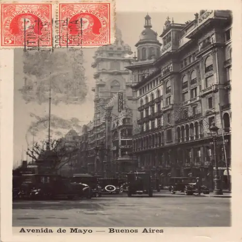 A665 Argentinien Buenos Aires Aveniada de Mayo Autos RPPC Postkarte