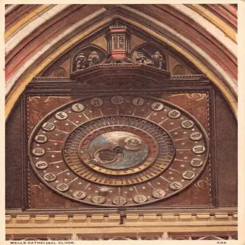 A665 England Wells Cathedral Clock Vintage Postkarte