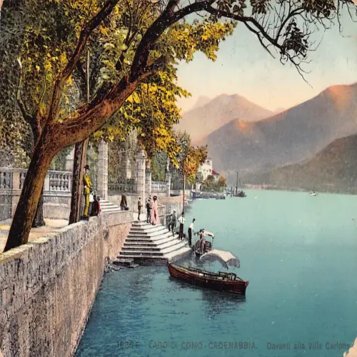 A666 Italien Cadenabbia Lago di Como Davanti alla Villa Carlotte Boot Postkarte
