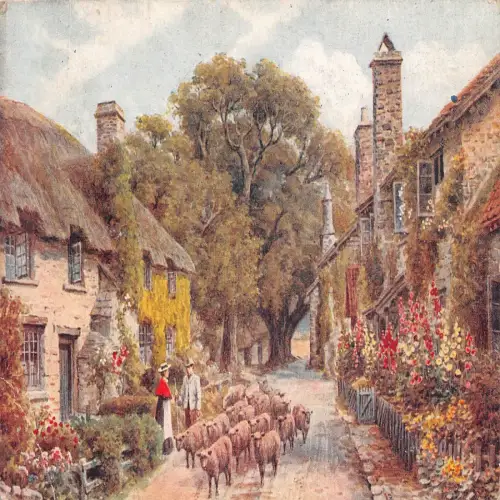 A666 England 1920 Bossington Somerset Sheep Art Vintage Postkarte