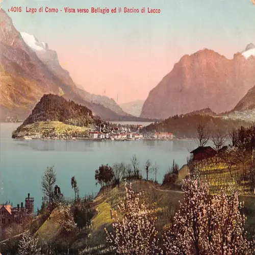 A666 Italien Lago di Como Vista verso Bellagio il Bacino di Lecco Postkarte