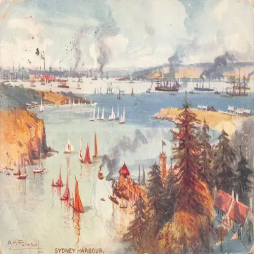 A666 Australien 1908 Sydney Der Hafen von Watson Bay Kunstboote Postkarte
