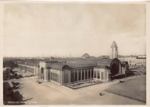 A666 Finnland Hauptbahnhof Helsinki Helsingfors RPPC Vintage Postkarte