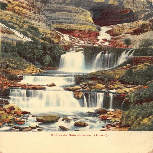 L475 Libanon Chutes de Nahr Jbrahim Vintage Postkarte
