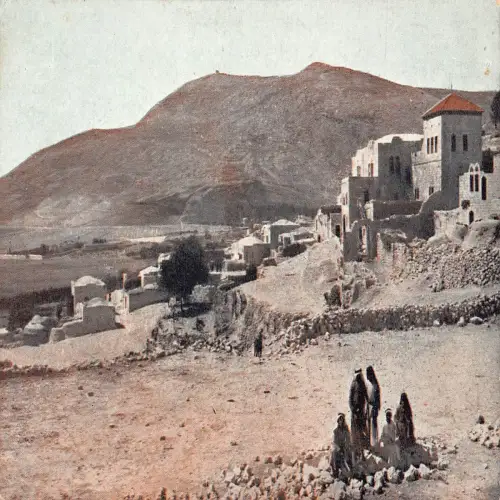 L475 Palästina Dorf Sychar und Berg Gerizim Vintage Postkarte
