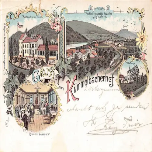 A692 Deutschland 1900 Gruss vom Kuemmelbacherhof Villa Heinz Restaurant Postkarte