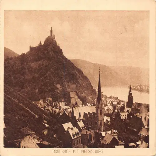 A692 Deutschland Braubach mit Marksburg Vintage Postkarte