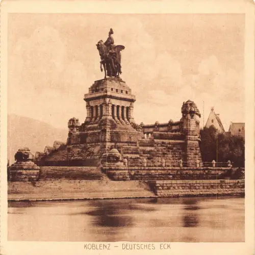 A692 Deutschland Koblenz Deutsches Eck Statue Vintage Postkarte