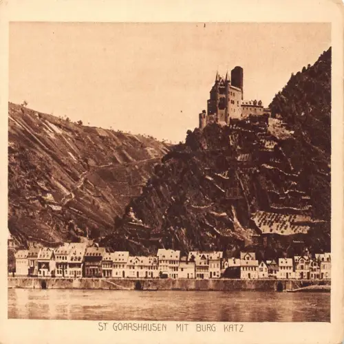 A692 Deutschland St Goarshausen mit Burg Katz Vintage Postkarte