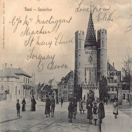 A693 Schweiz Basel Spalenthor Tor ungeteilt Vintage Postkarte