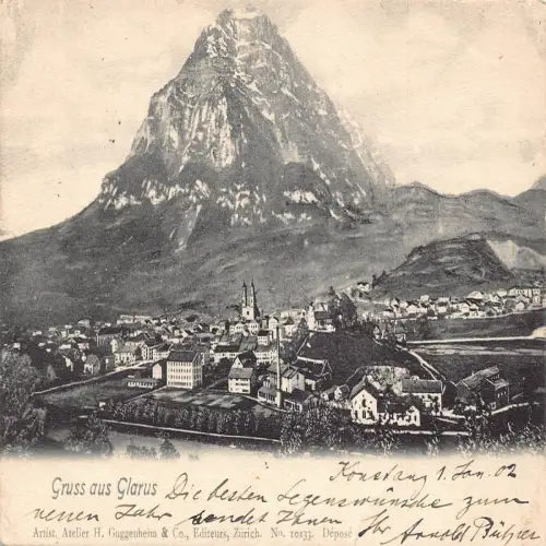 A693 Schweiz 1902 Gruss aus Glarus Vintage Postkarte