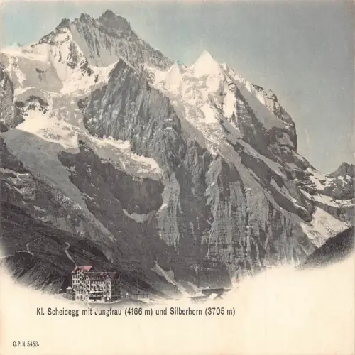 A693 Schweiz Kl Schneidegg mit Jungfrau und Silberhorn Vintage Postkarte