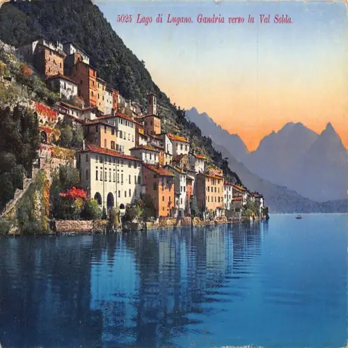A695 Schweiz Lago di Lugano Gandria verso la Val Sulden Vintage Postkarte