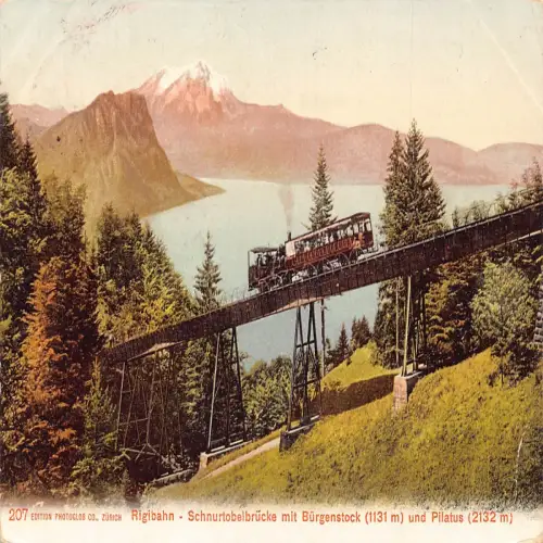 A695 Schweiz 1907 Rigibahn Schnurtobelbrücke Standseilbahn Postkarte