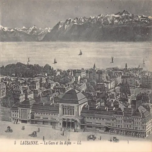 A695 Schweiz Lausanne Gare et Alpes Bahnhof Vintage Postkarte