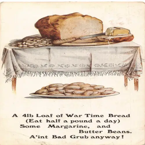 A696 Patriotische Propaganda Erster Weltkrieg 4 Pfund Laib der Kriegszeit Brot Aint Bad Grub Postkarte