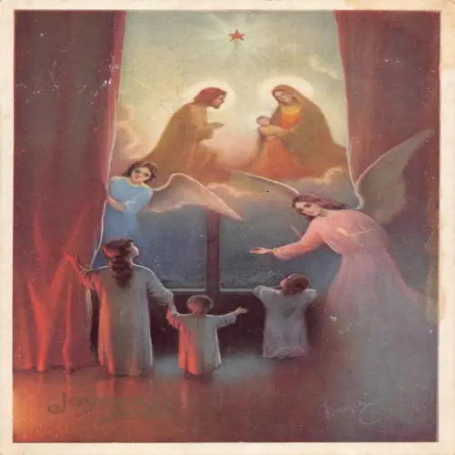 A696 Weihnachtsgrüße Religiöse Engel Willkommen Kinder Stern Kunst Postkarte