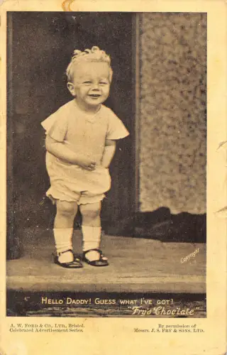 A698 Werbung Fry's Chocolate Bristol Happy Boy Hand in Pocket Postkarte
