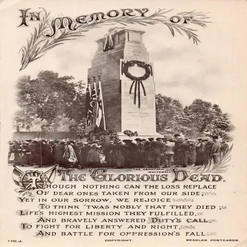 A698 Kriegsdenkmal In Erinnerung an glorreiche Tote Patriotische Vintage Postkarte