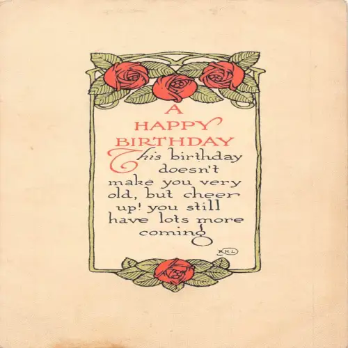 A700 Happy Birthday Grüße Rosen Blumen signiert RHL Vintage Postkarte