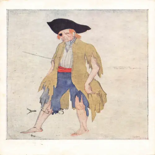 A704 Art Claude Lovat Fraser 1957 Kostüm für Bettler in Bettleroper Postkarte