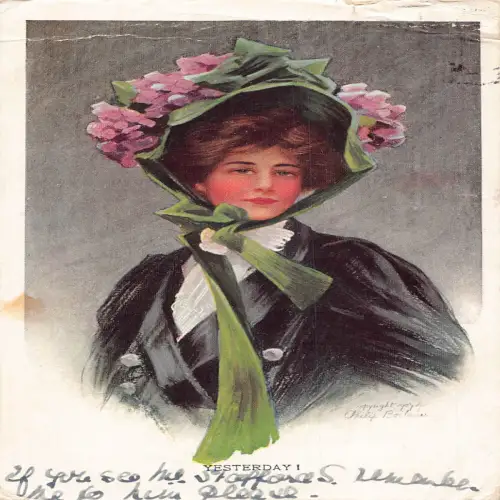 A706 Portrait 1909 Blumenhaube Frau Kunst von Philip Boileau Postkarte