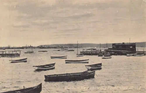 A708 Südafrika Durban Bay zeigt Yacht Club Haus Boote Vintage Postkarte