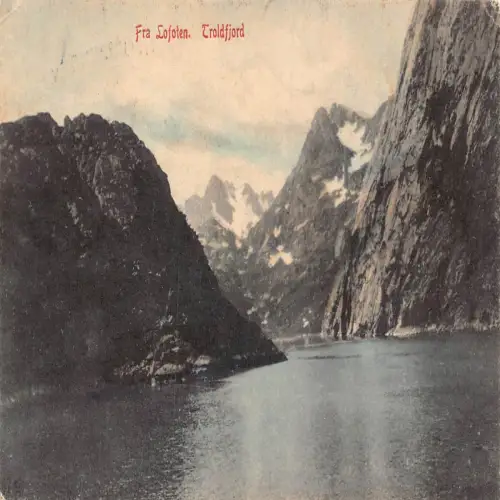 A710 Norwegen Fra Lofoten Troldfjord See Vintage Postkarte