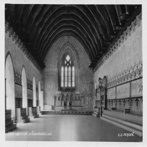A710 Norwegen Bergen Hakonshallen Halle RPPC Vintage Postkarte