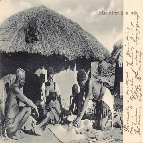 L476 Südafrika Induna und Familie einheimische ethnische Vintage Postkarte