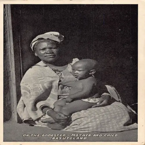 L477 Südafrika Basutoland Mutter und Kind ethnische Vintage Postkarte