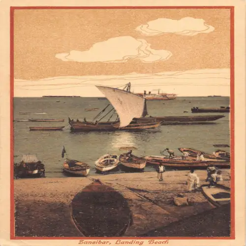 L477 Sansibar Tansania Landing Beach Boote Vintage Postkarte