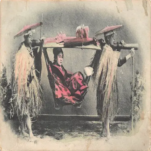 Japan 1907 Palanquin auf Schnee Vintage Postkarte