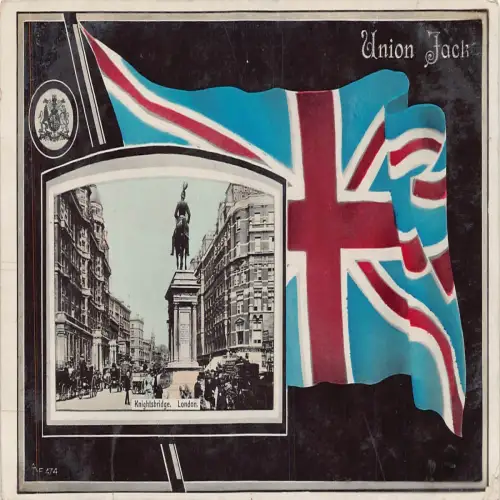 A712 England 1908 Union Jack Knightsbridge London Flagge Vintage Postkarte