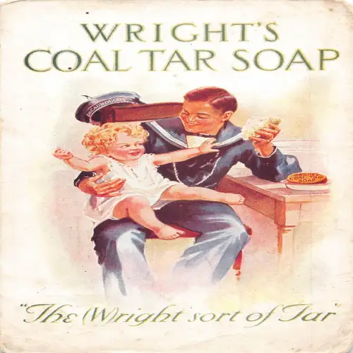 A715 Werbung 1915 Wrights Kohlenteer Seife Matrose Mann hält Baby Postkarte
