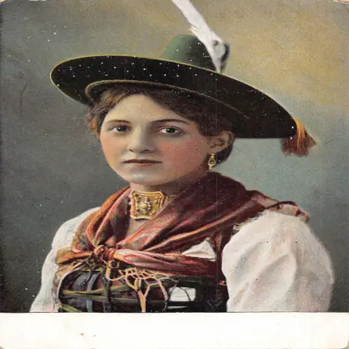 A717 Kultur Bayerische Tracht Mädchen Ethno Vintage Postkarte