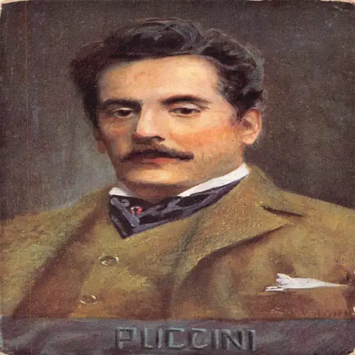 A717 Italienischer Komponist Giacomo Puccini Portrait Kunst Vintage Postkarte