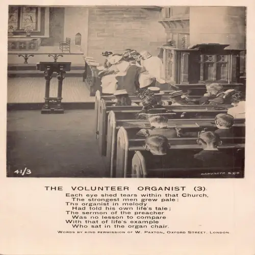 A717 Religiöses Lied Der Freiwillige Organist 3 Kirchenchorororgel RPPC Postkarte