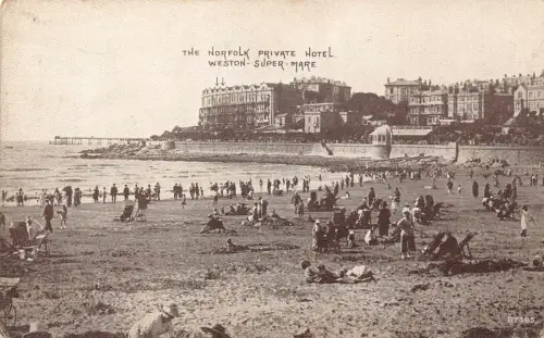 B127 England Norfolk Private Hotel Weston Super Mare Vintage Postkarte