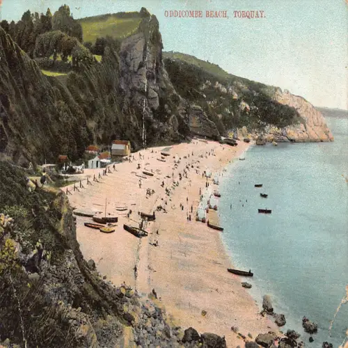 B130 England 1907 Oddicombe Beach Torquay Vintage Postkarte