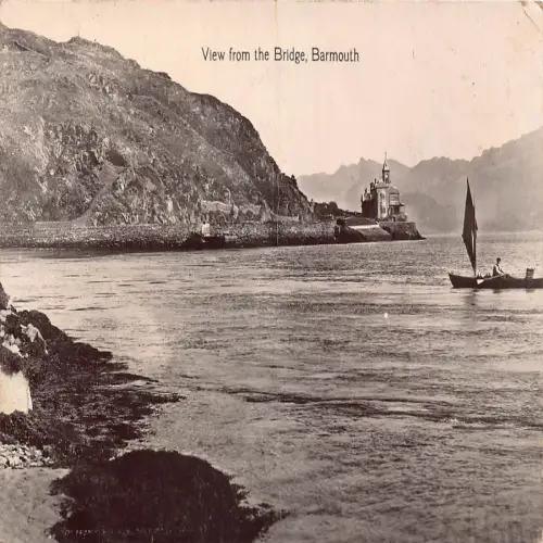 B130 England Blick von der Brücke Barmouth Boot Vintage Postkarte