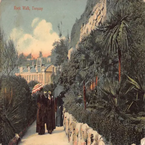 B130 England 1908 Torquay Rock Walk Vintage Postkarte