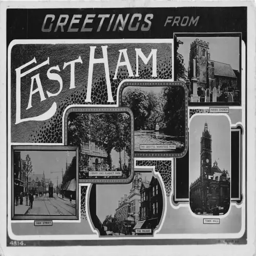 B130 England 1909 Grüße aus Eastham Multi-View Vintage Postkarte